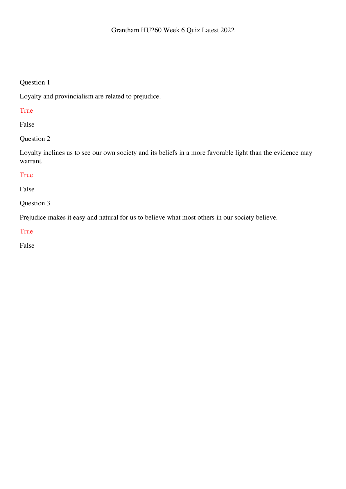 Preview image for Grantham HU260 Week 6 Quiz Updated